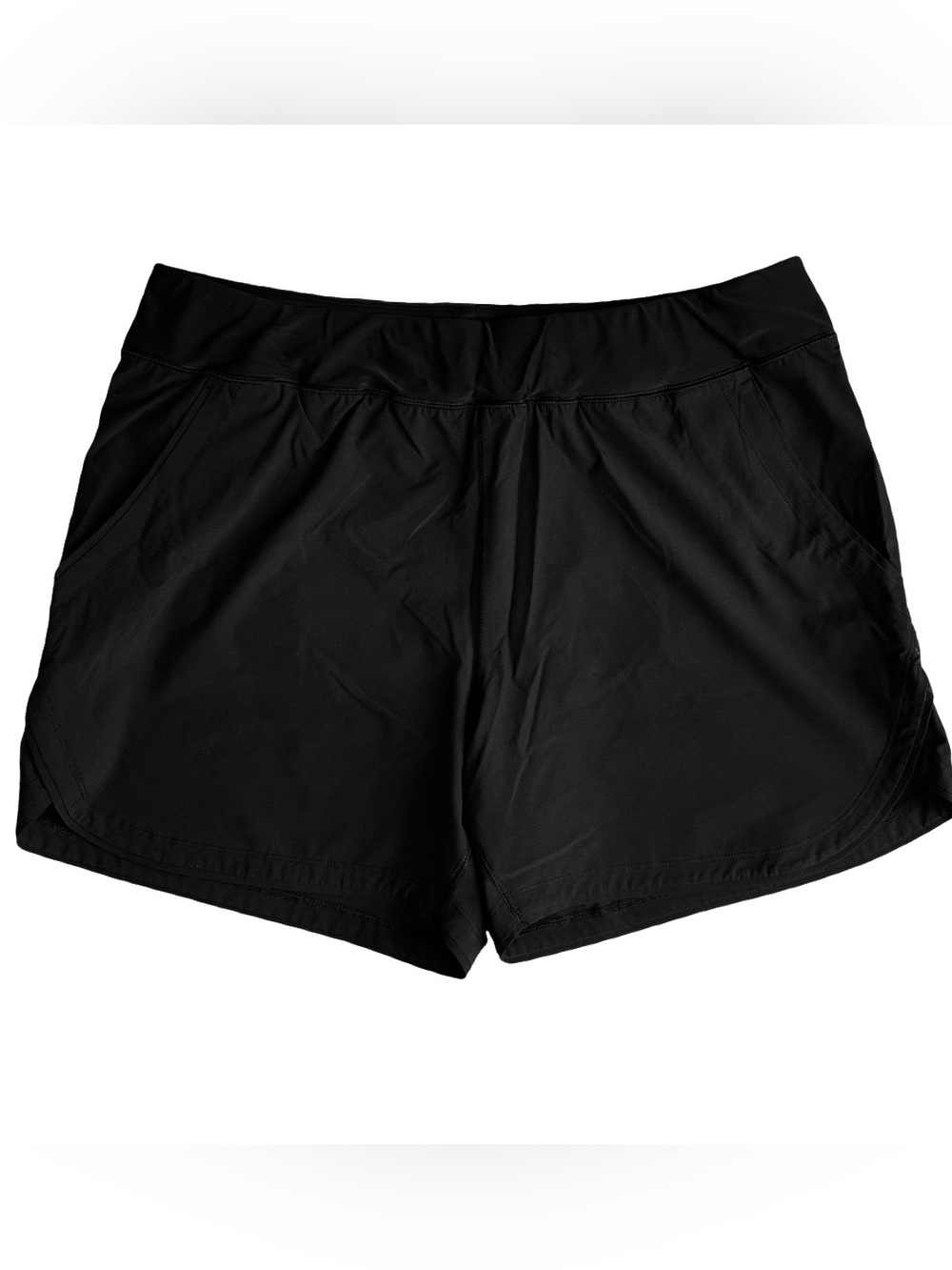 Lands End Black 5” Quick Dry Swim Board Shorts SZ 20W